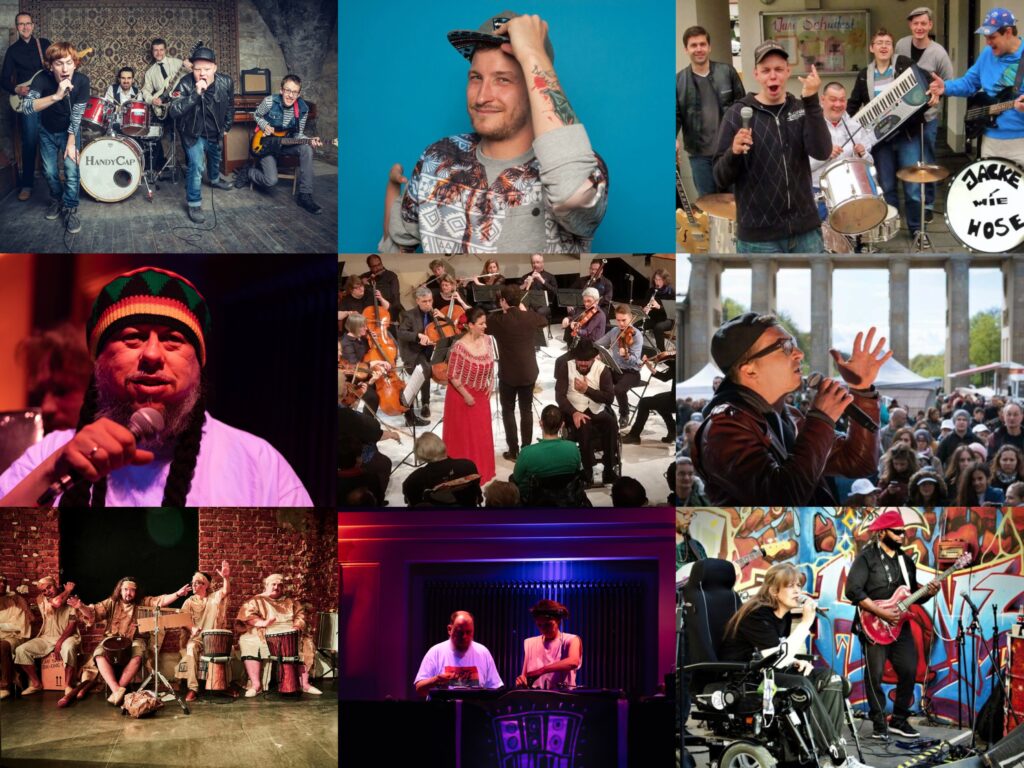 Collage aus 9 verschiedenen Fotos von Bands und Künstler:innen von Pinc Music