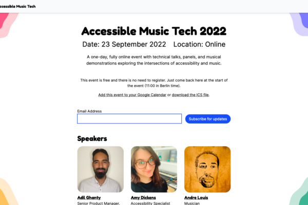 Bildschirmfoto von der Konferenz "Accessilbe Music Technology 2022"