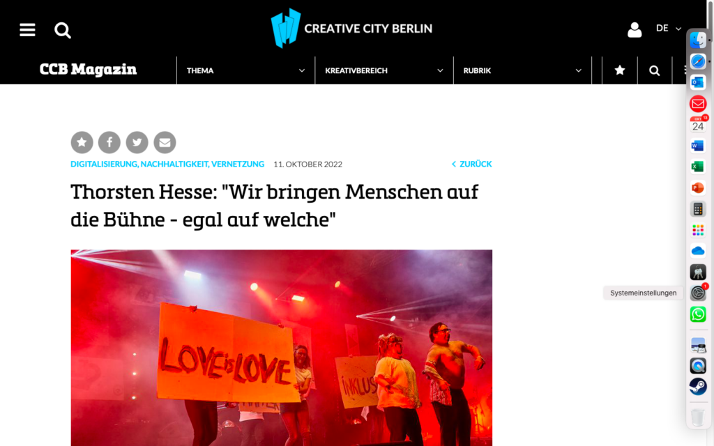 Bildschirmfoto Creative City Berlin