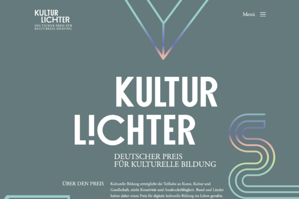 Bildschirmfoto der Webseite mit Schift "KULTUR LICHTER"