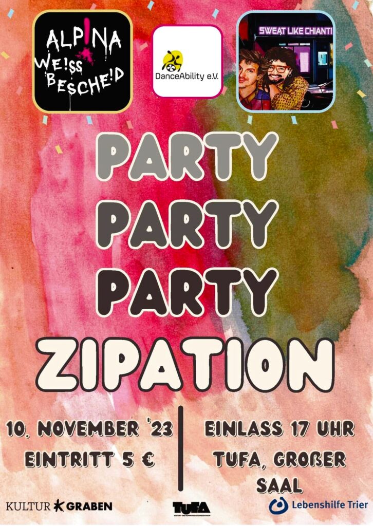 Bild von einem Flyer mit Textauszügen vom Text dieses Beitrages und Aquarell-Gemälde im Hintergrund