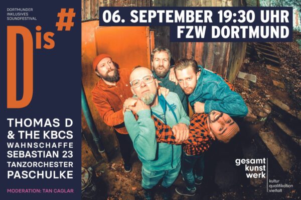 Flyer des DIS Festivals mit buntem Foto von Thomas D und KBSC sowie einigen Textinformationen wie im Beitrag