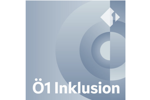 Logo mit grauen Kreisflächen und Schrift Ö1 Inklusion